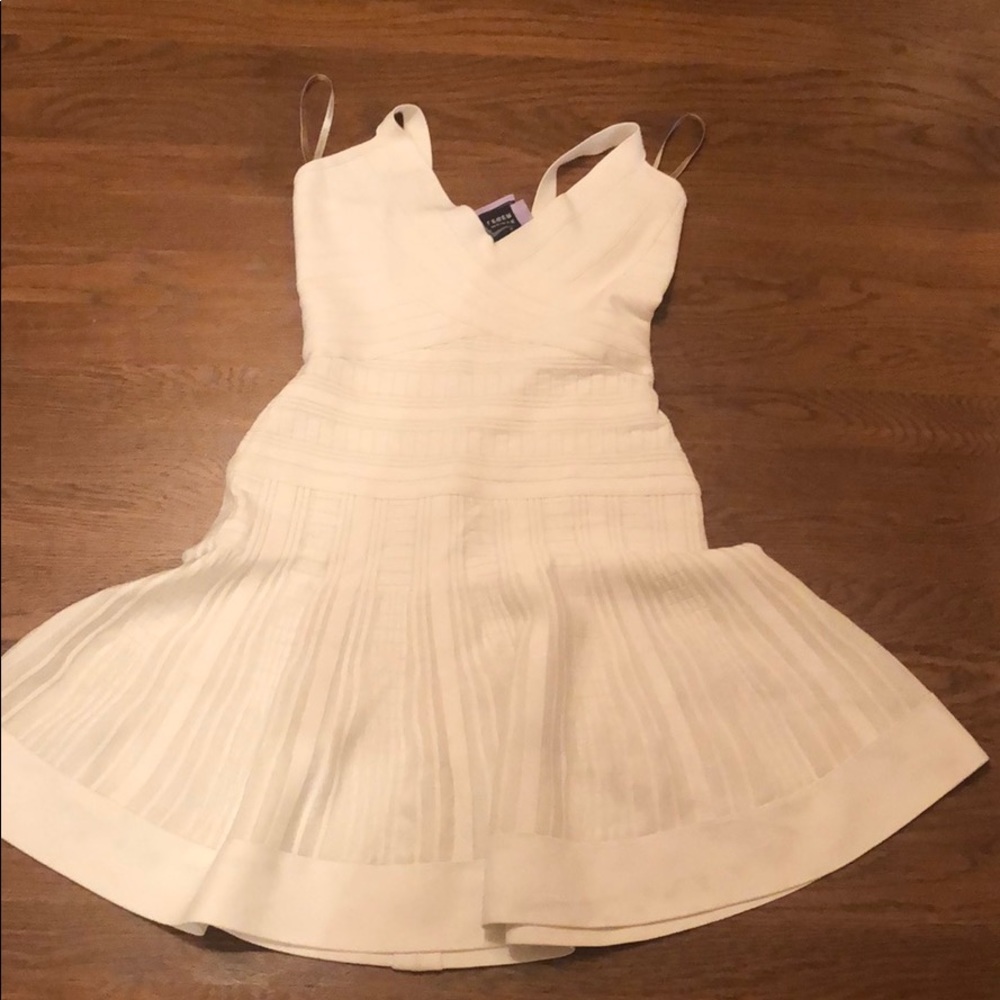 White fit and flare Herve Leger